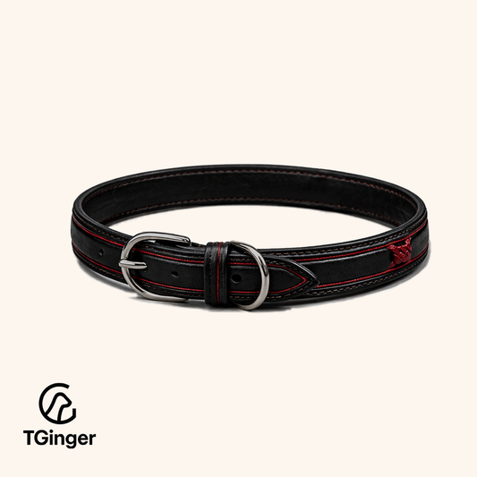 TGinger Heritage · Calf Leather Collar — Obsidian
