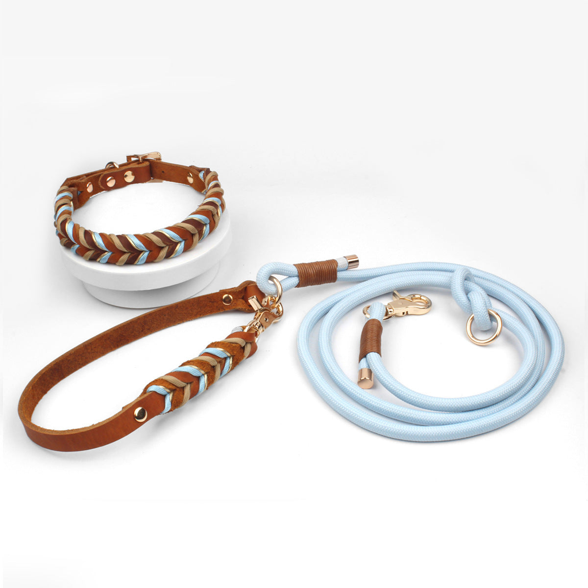 TGinger Woven · Leather-Weave Rope Leash