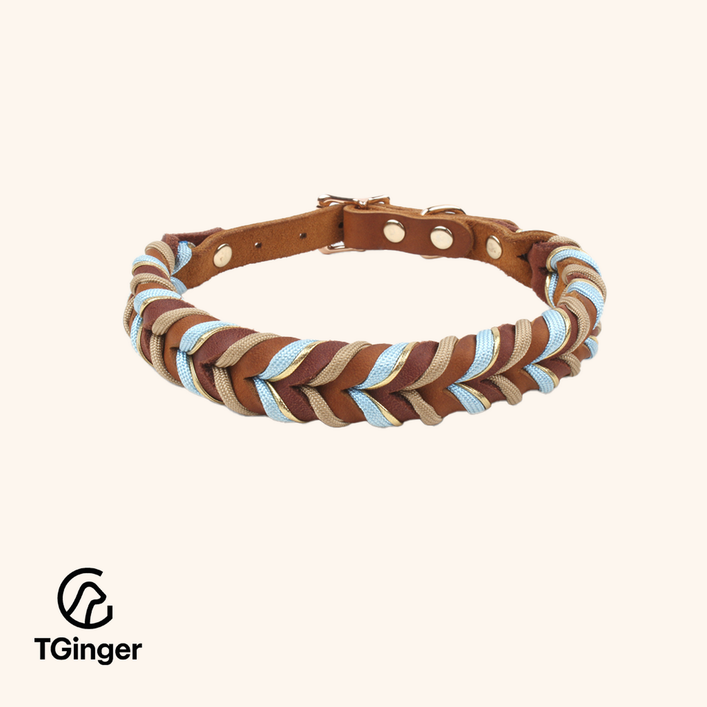 TGinger Woven · Leather-Weave Rope Leash