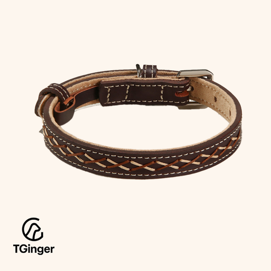 TGinger Woven · Two-Tone Leather-Woven Collar