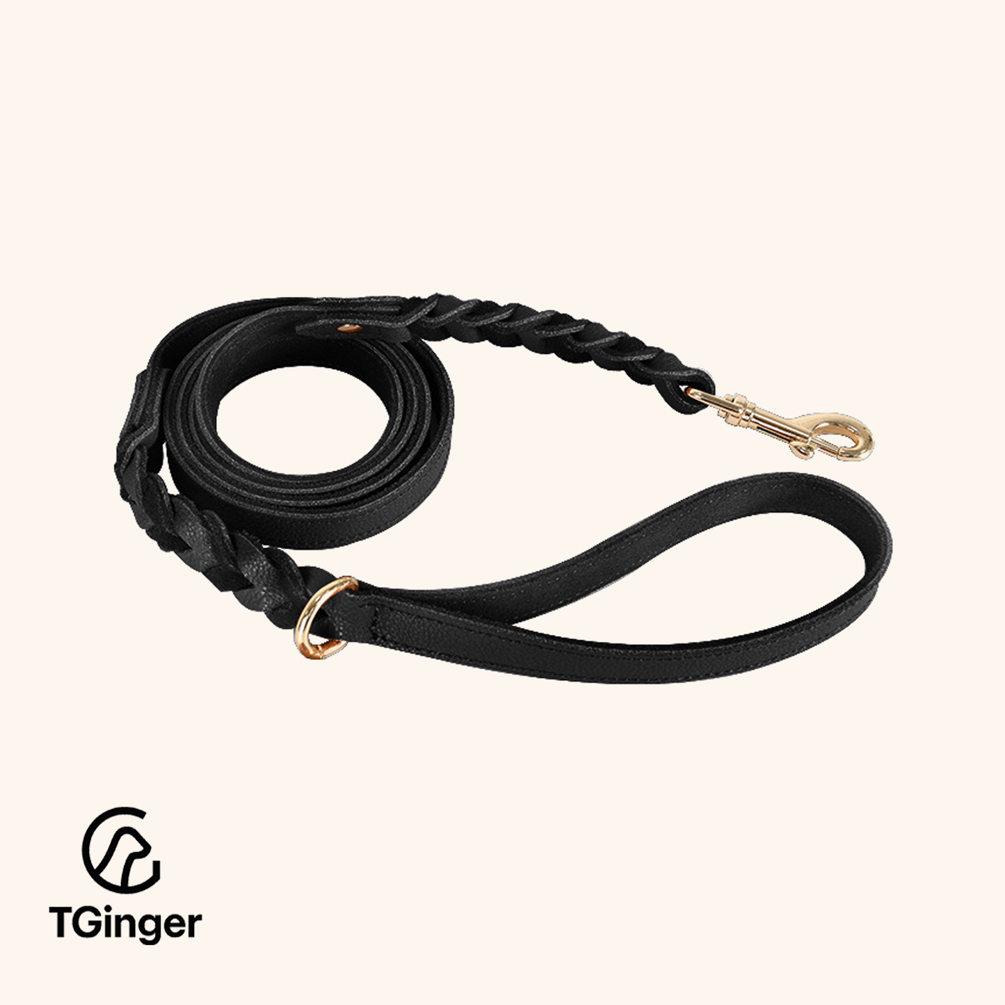 TGinger Handmade Leather-Woven Collar & Leash Set — Four Colors