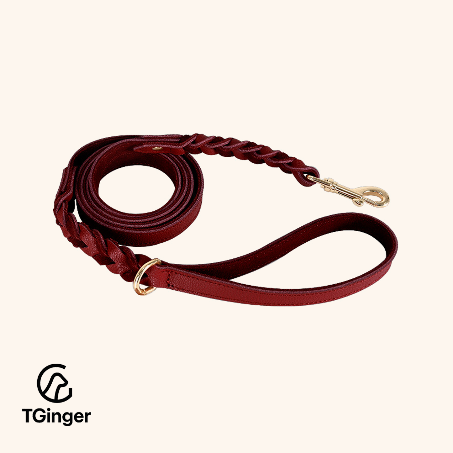 TGinger Handmade Leather-Woven Collar & Leash Set — Four Colors