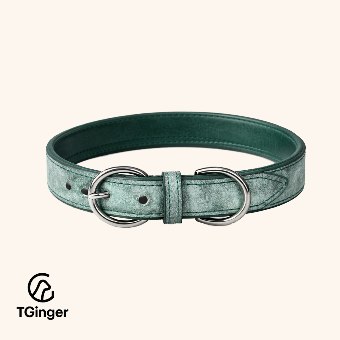 TGinger Classic · Matte Leather Collar — Deep Forest