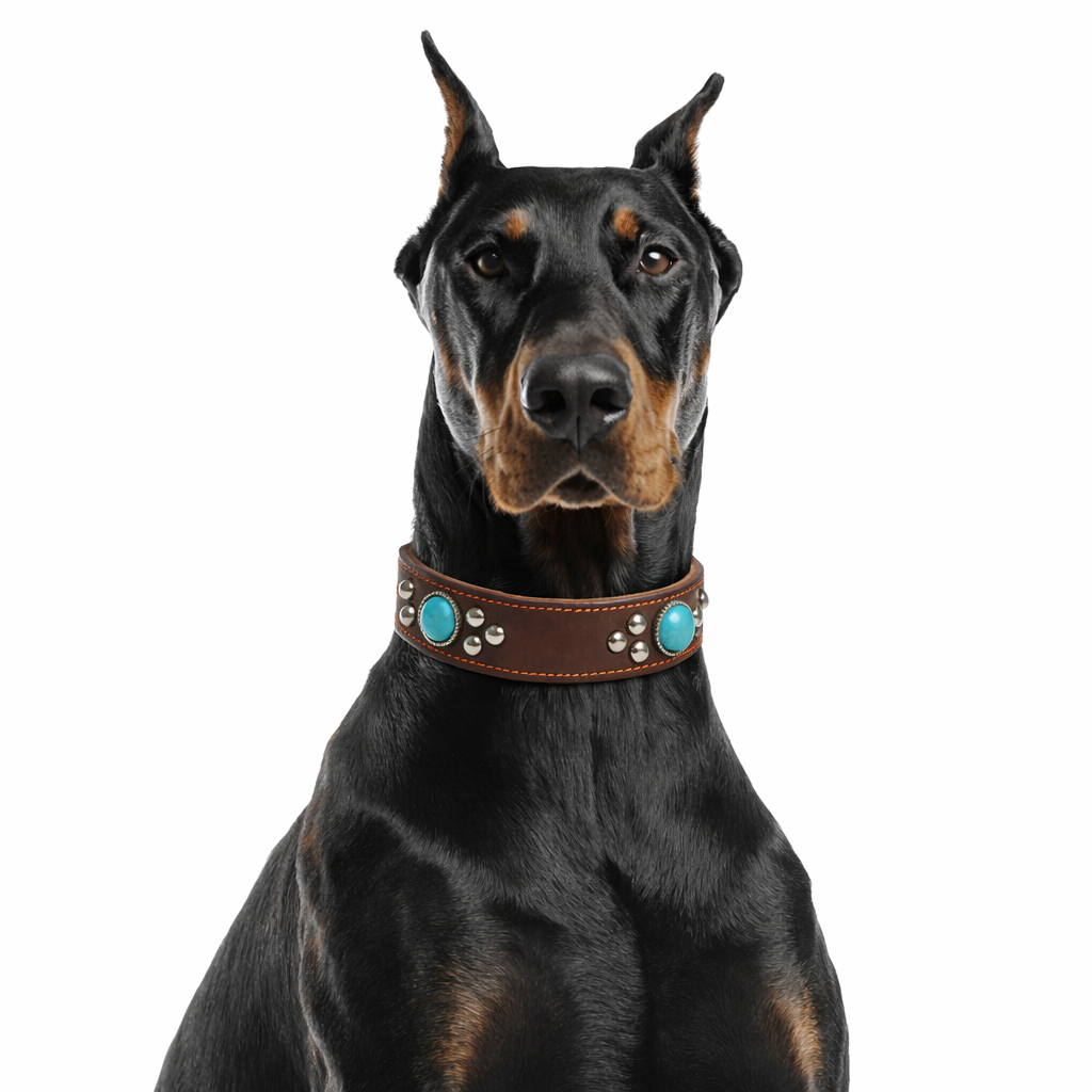 TGinger Classic · Leather Studded Collar — Dark Brown